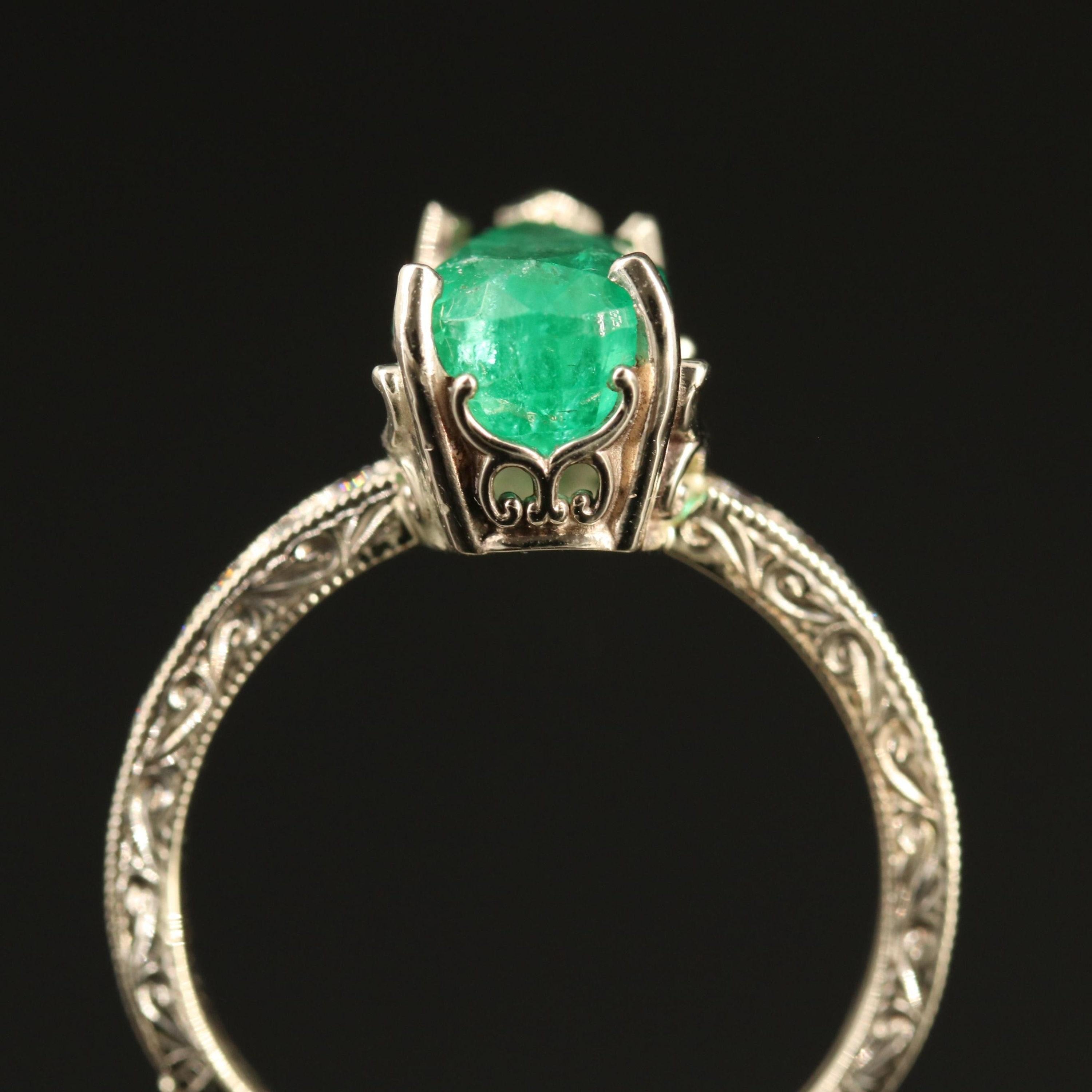 For Sale:  1.5 Carat Pear Cut Emerald Diamond Engagement Ring Minimalist Gold Wedding Ring 4