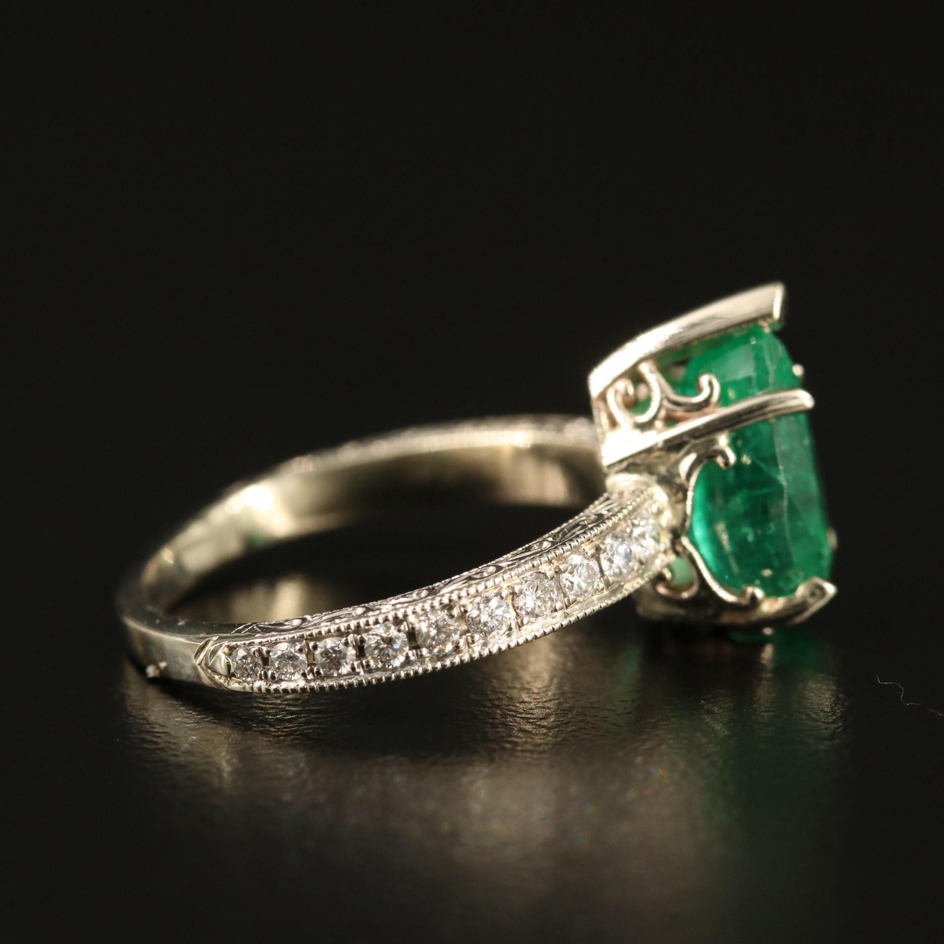 For Sale:  1.5 Carat Pear Cut Emerald Diamond Engagement Ring Minimalist Gold Wedding Ring 5