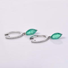 Pear Cut Emerald Earring, Solid Gold Earrings