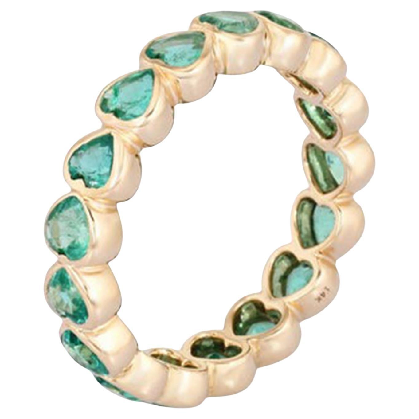 Birnenschliff Smaragd Herzmotiv 14K (oder 18k auf Anfrage) Gelbgold Ring im Angebot