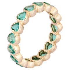 Pear Cut Emerald Heart Motif 14K (or 18k upon request) Yellow Gold Ring