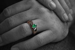 Pear Cut Emerald in 18k White Gold Men's Ring by Alexander Leyser, Germany