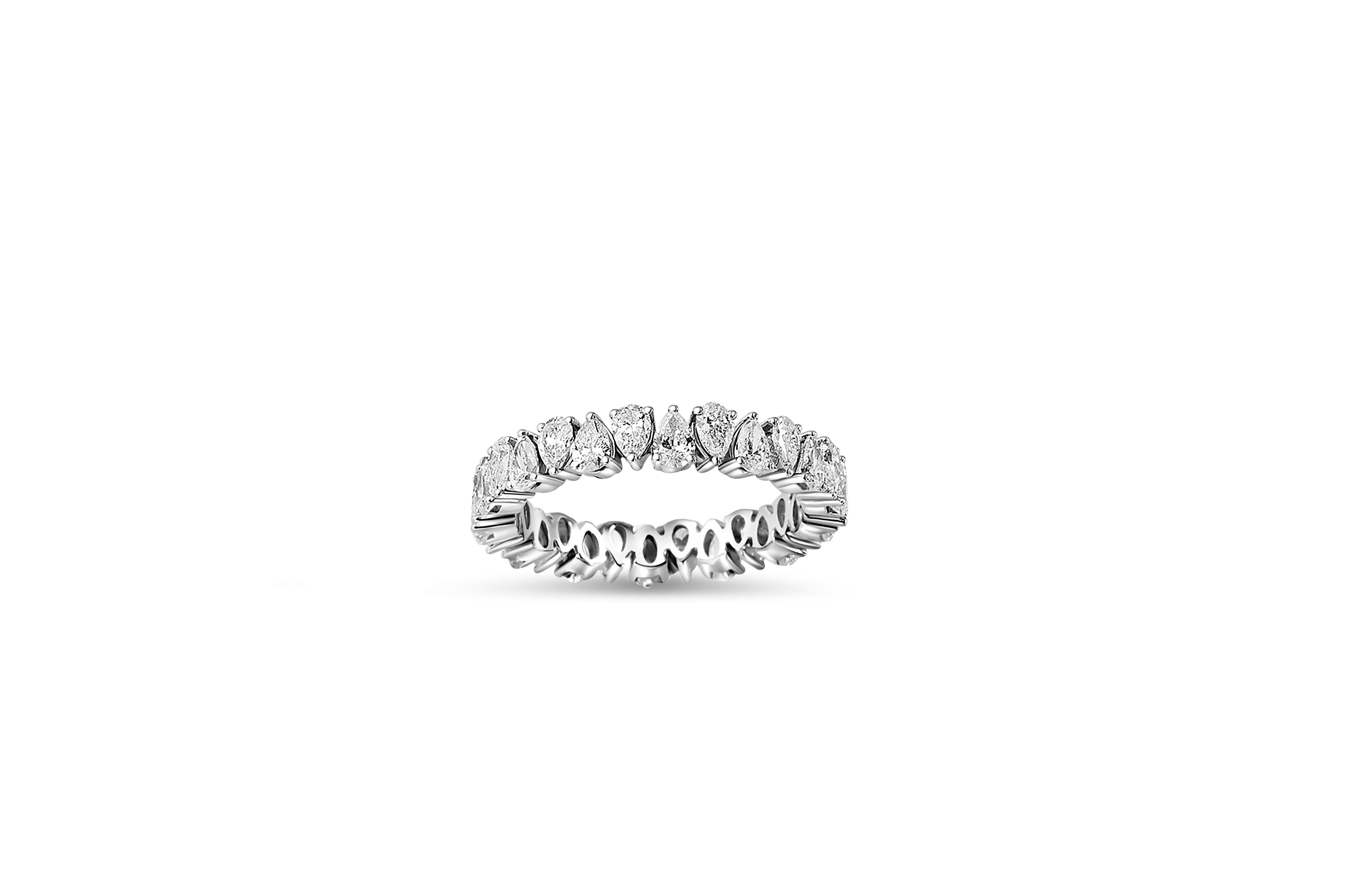Pear Cut Full Eternity Moissanite Stacking Band 14k Gold Ring For Sale ...