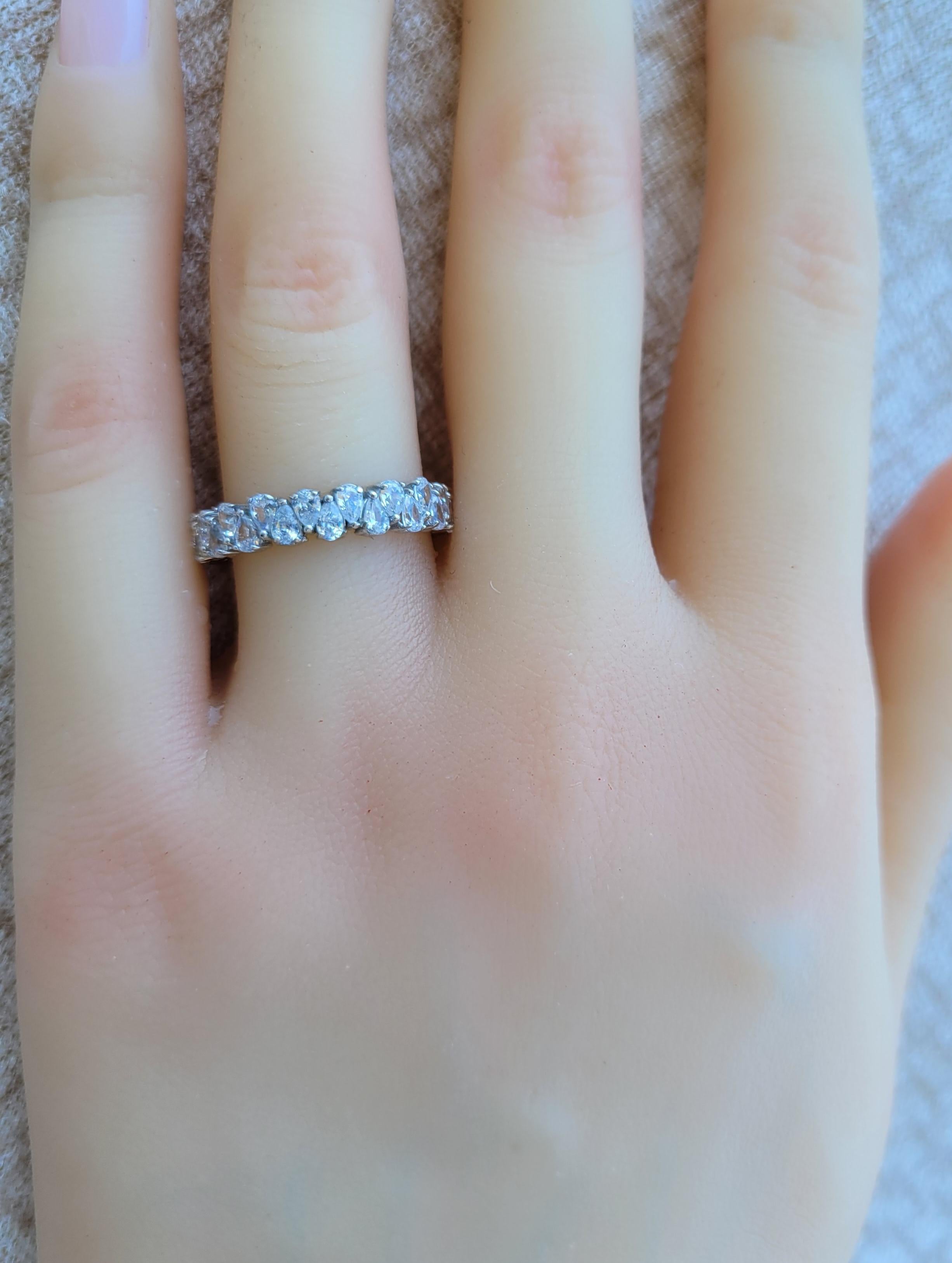 For Sale:  Pear Cut Full Eternity Moissanite Stacking Band 14k Gold Ring 4