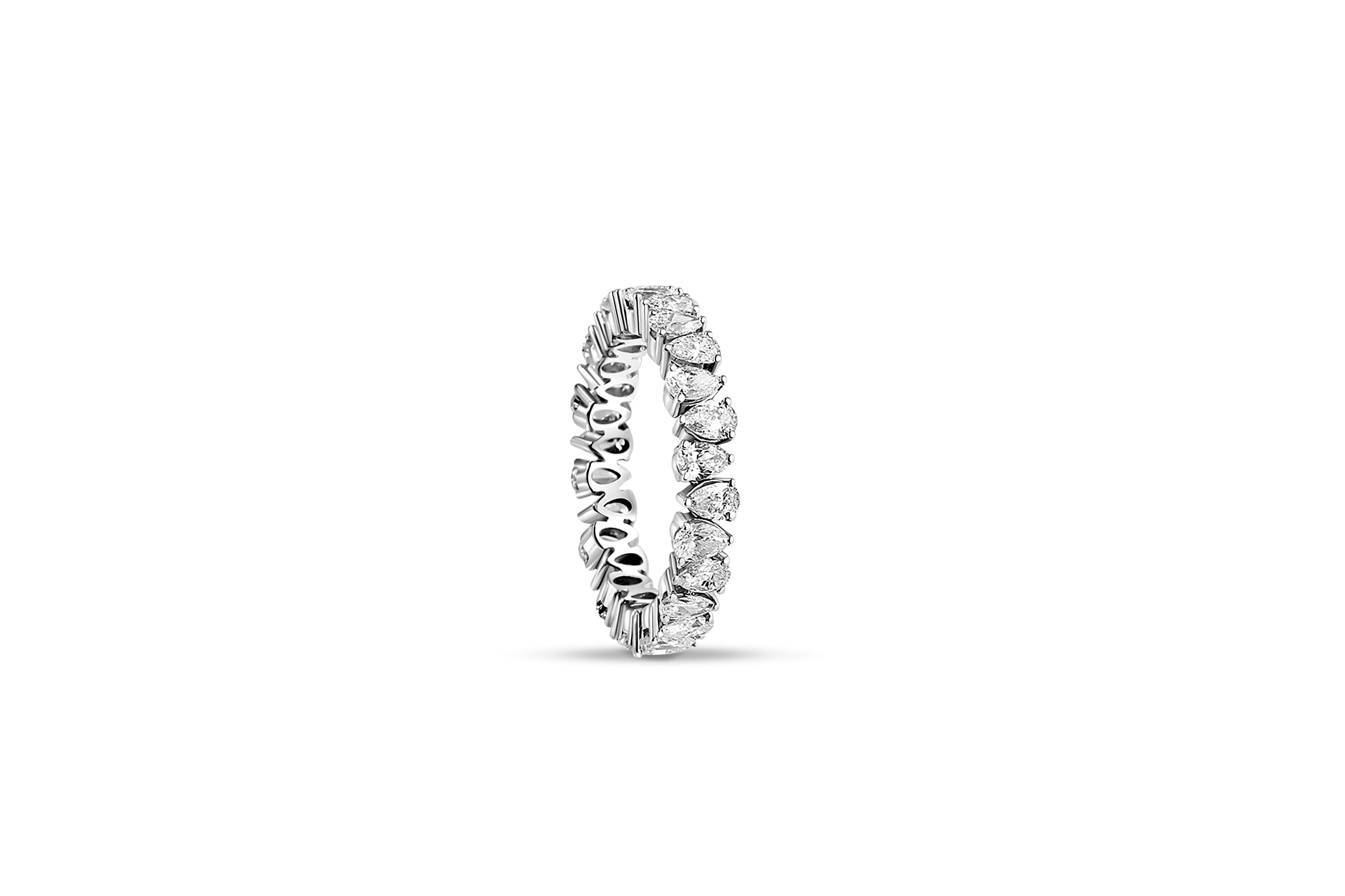 Pear Cut Full Eternity Moissanite Stacking Band 14k Gold Ring For Sale ...