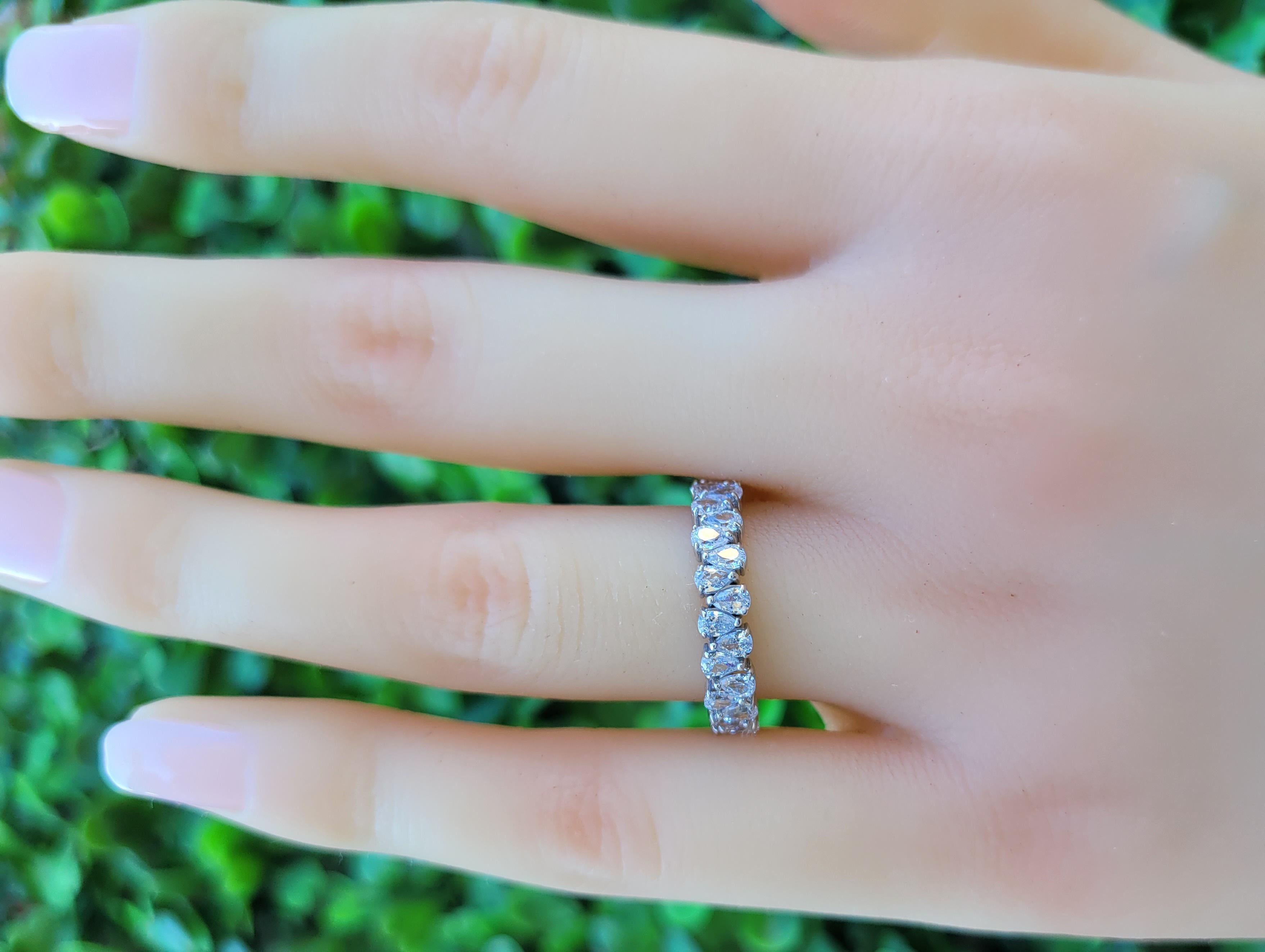 For Sale:  Pear Cut Full Eternity Moissanite Stacking Band 14k Gold Ring 5