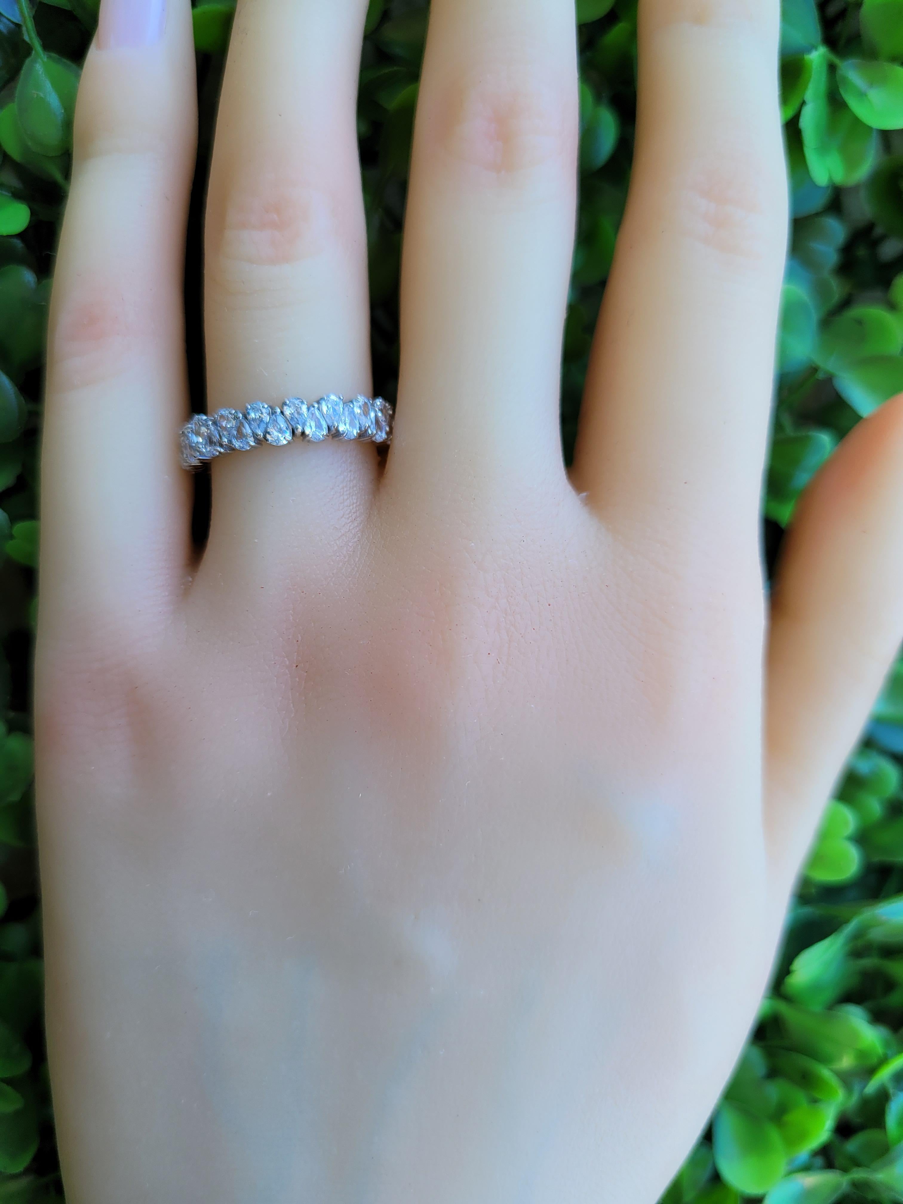 For Sale:  Pear Cut Full Eternity Moissanite Stacking Band 14k Gold Ring 6