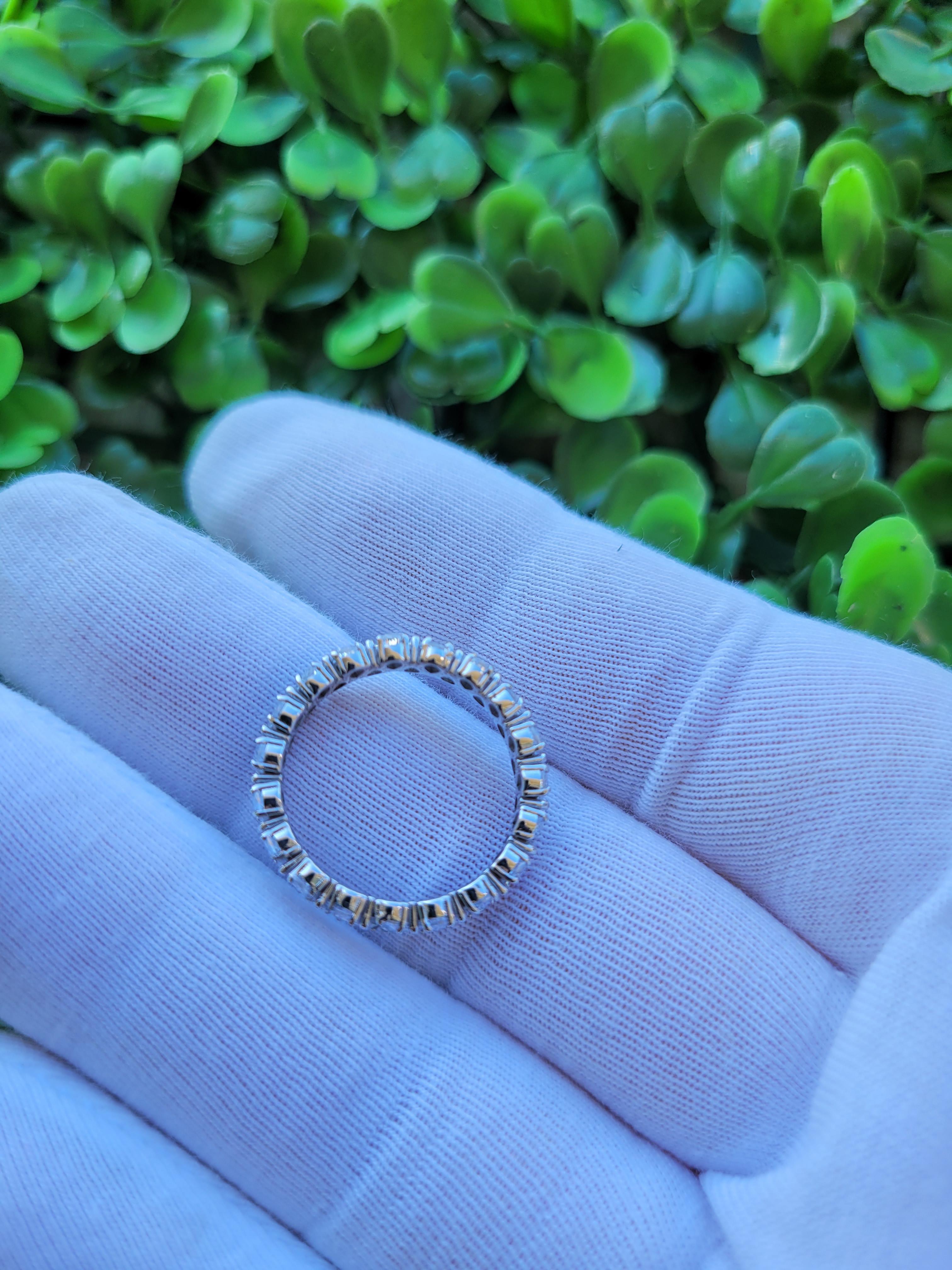 For Sale:  Pear Cut Full Eternity Moissanite Stacking Band 14k Gold Ring 8