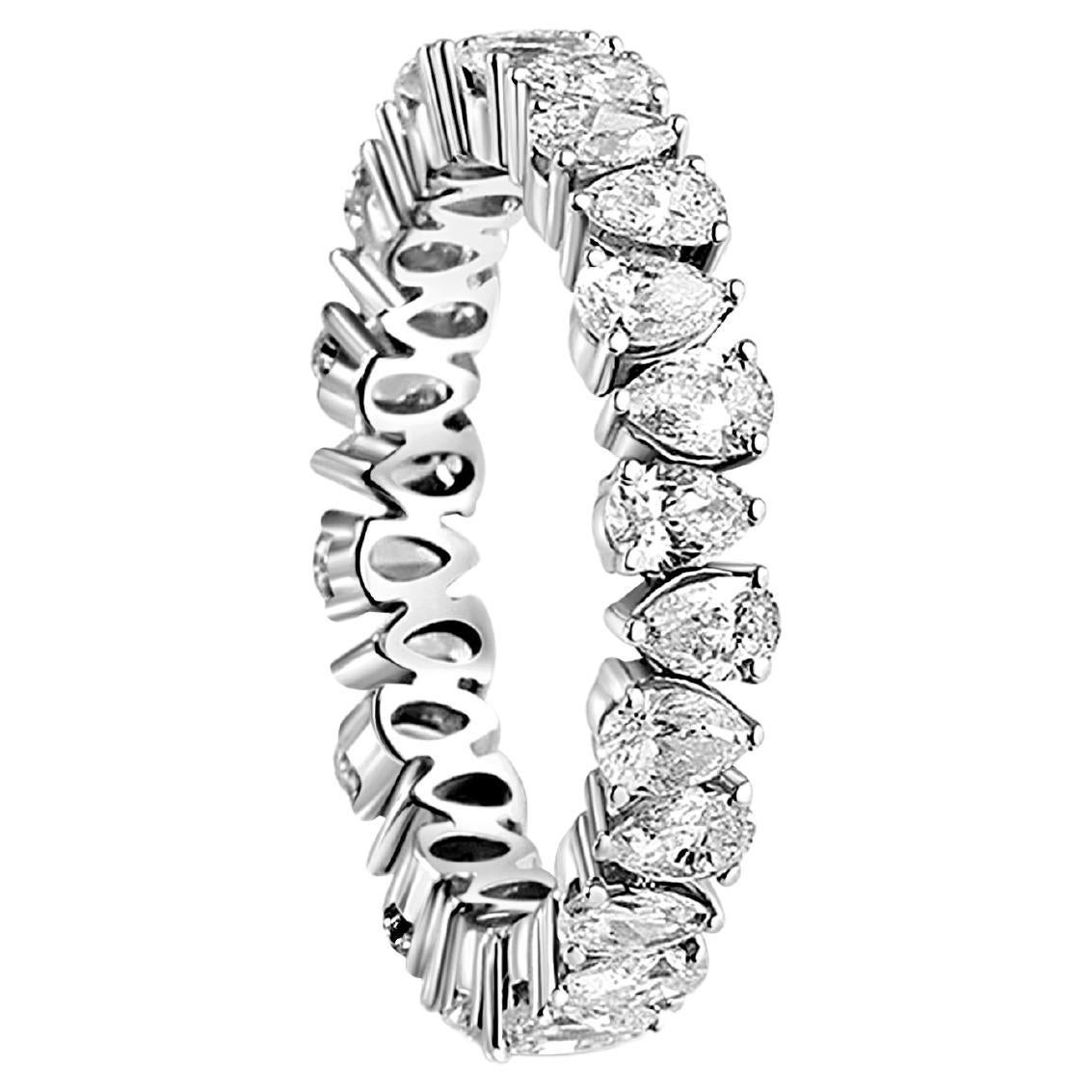 Pear Cut Full Eternity Moissanite Stacking Band 14k Gold Ring For Sale ...