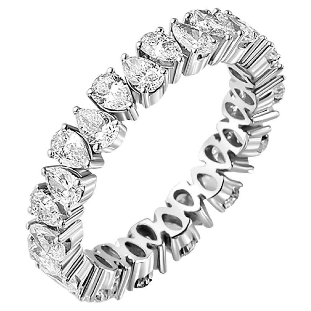 For Sale:  Pear Cut Full Eternity Moissanite Stacking Band 14k Gold Ring