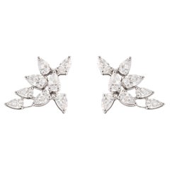 Orecchini a clip con diamanti naturali taglio marquise da 1,22 carati in oro bianco 14 carati