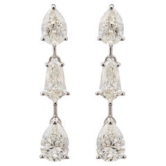 Pear Cut Genuine 1.91 Ct Diamond Dangle Earrings 14k White Gold Jewelry