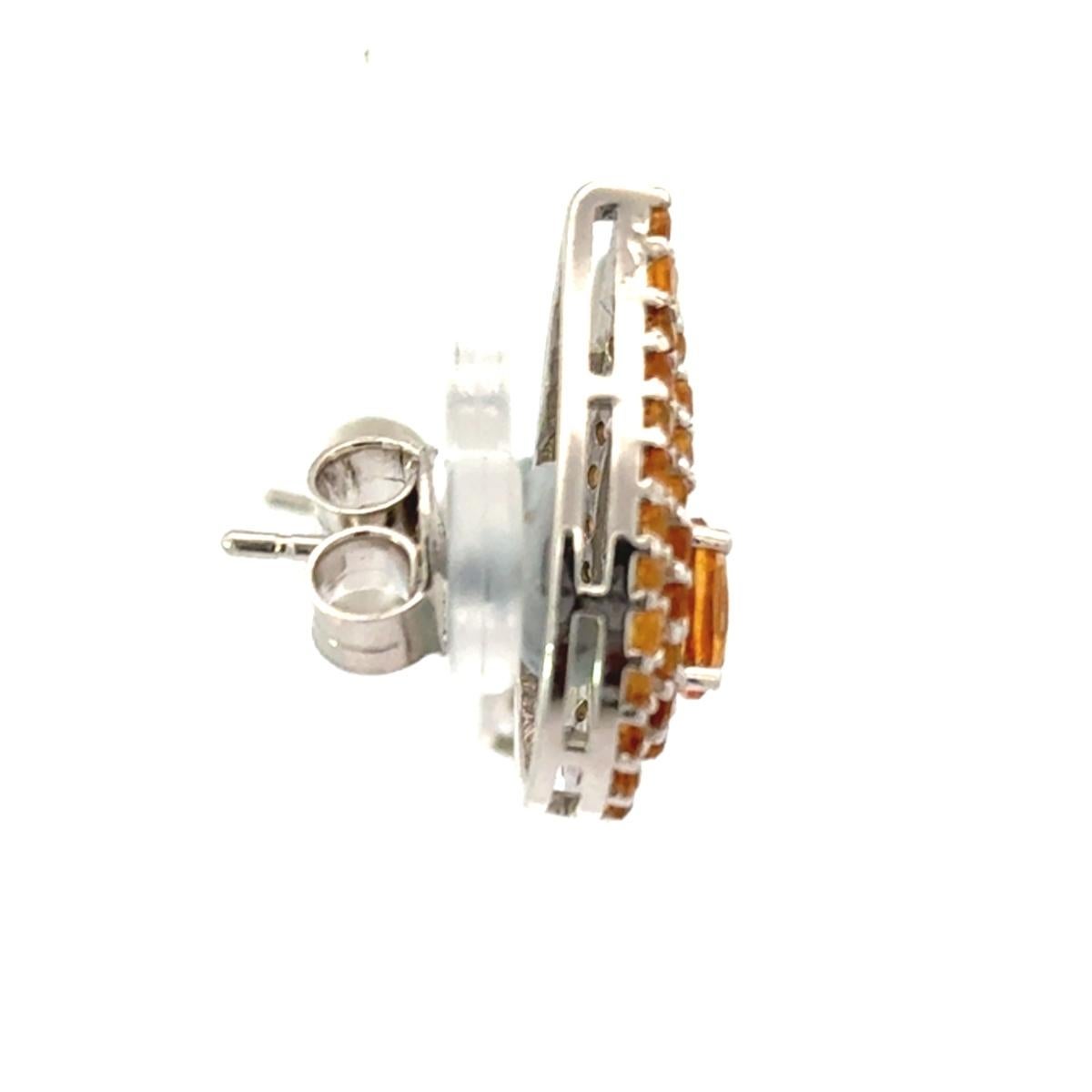 Art Nouveau Pear Cut Handcrafted Citrine Stud Earrings for Anniversary Gift in 925 Silver For Sale
