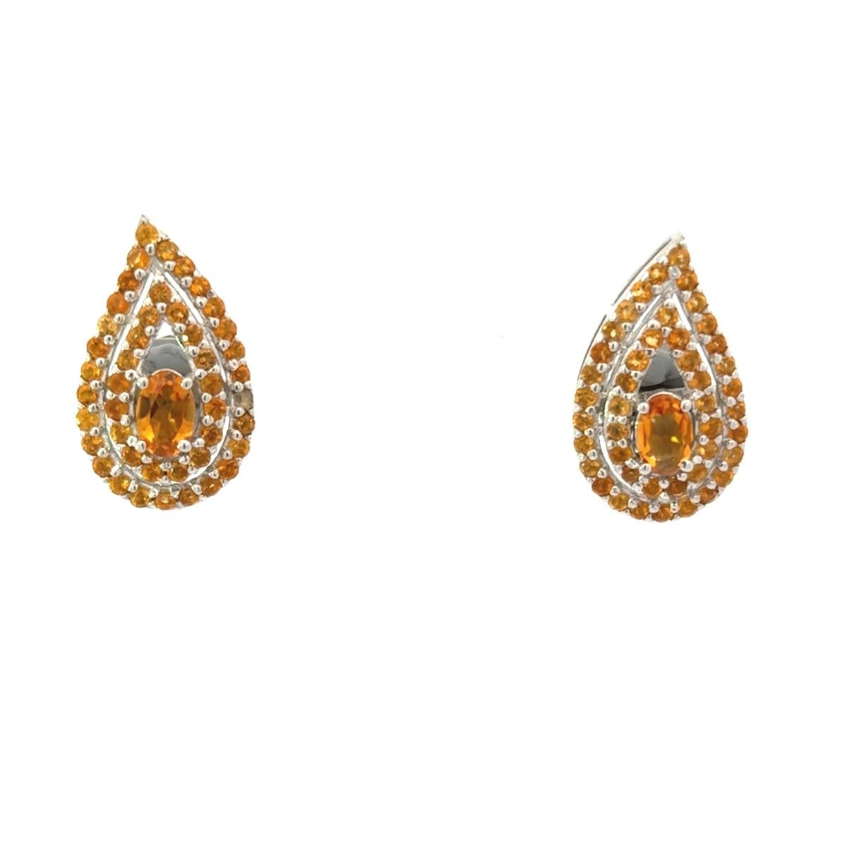 Mixed Cut Pear Cut Handcrafted Citrine Stud Earrings for Anniversary Gift in 925 Silver For Sale