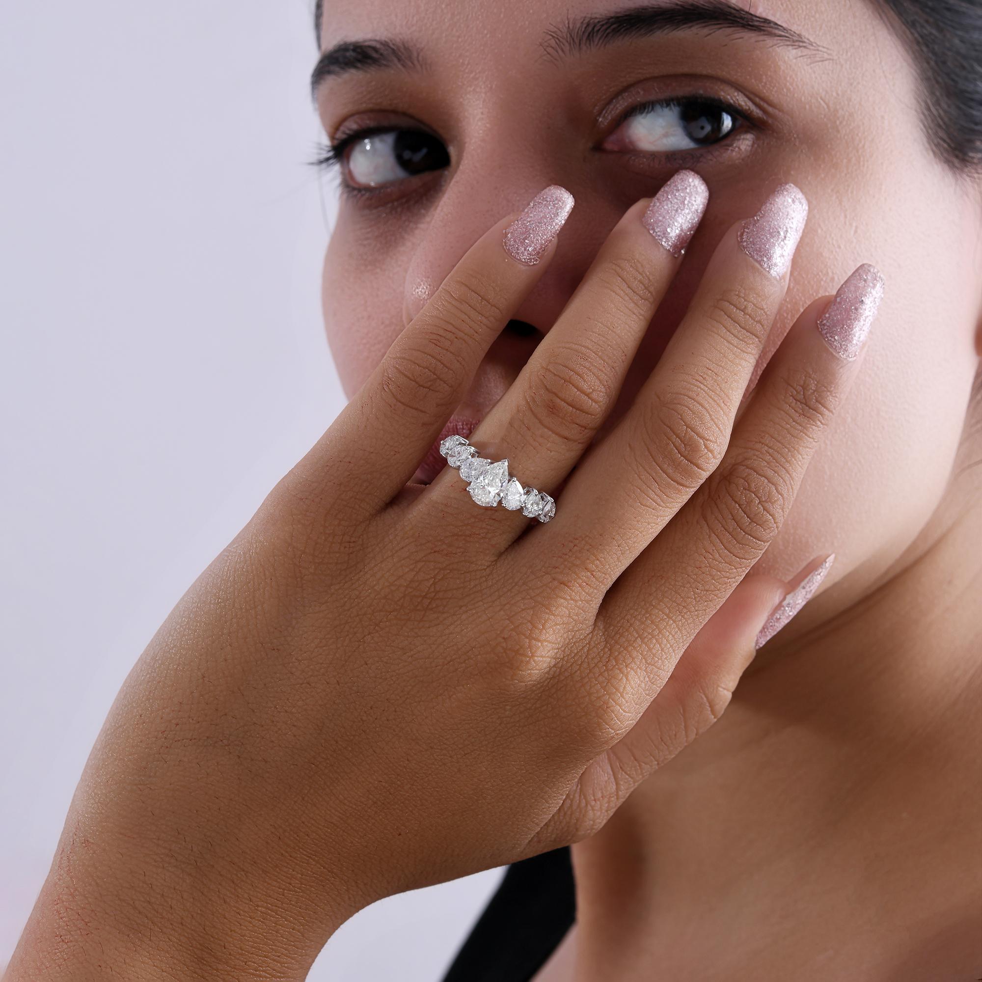 For Sale:  Pear Cut HI Color SI Clarity 2.44 Ct Natural Diamond Ring 18k White Solid Gold 2