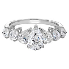 Anello di diamanti naturali con taglio a pera, colore You Si, purezza 2,44 carati, oro bianco massiccio 18 carati