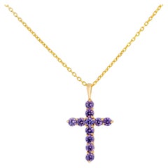 Lavendel Edelstein 14k Gold Kreuz-Anhänger