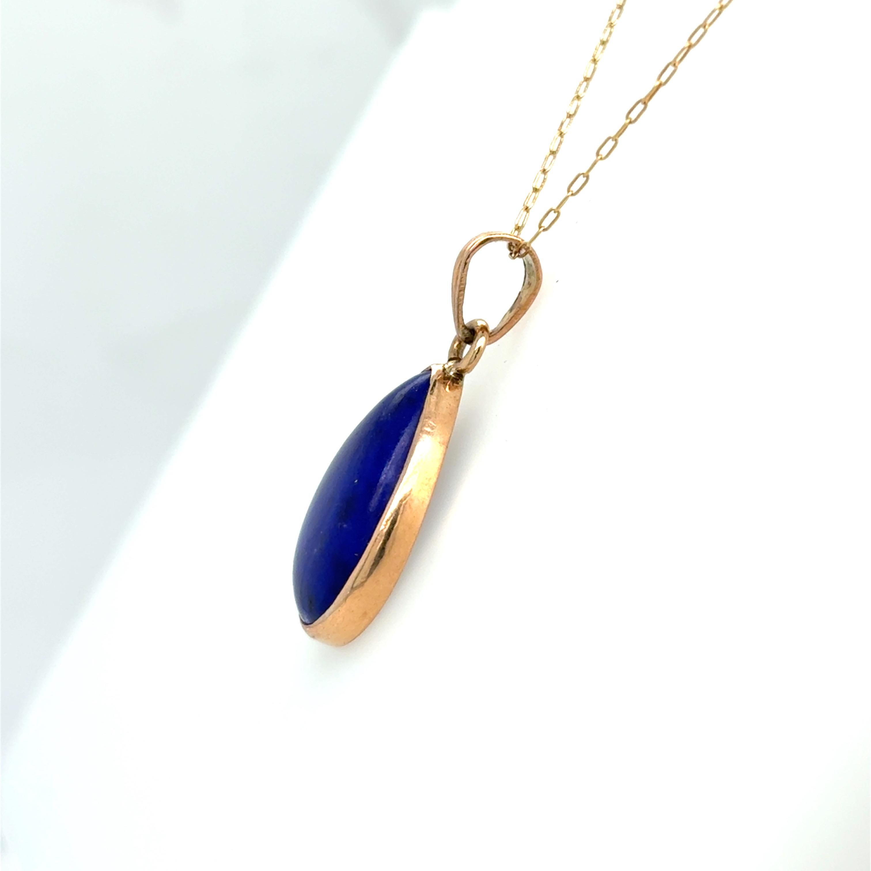 Collier pendentif en or jaune Lapis Lazuli taillé en poire en vente 4