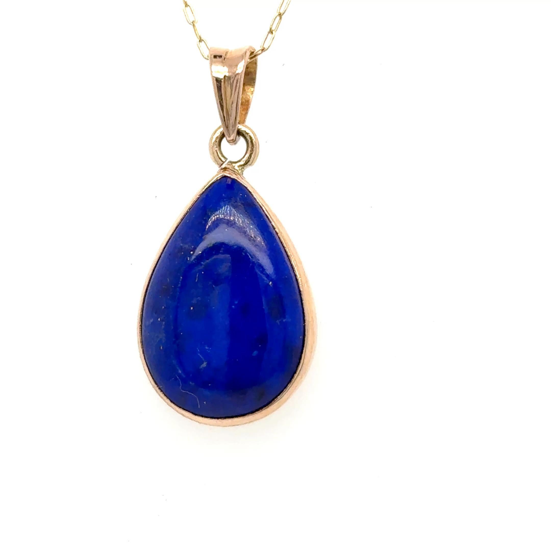 Collier pendentif en or jaune Lapis Lazuli taillé en poire en vente 5