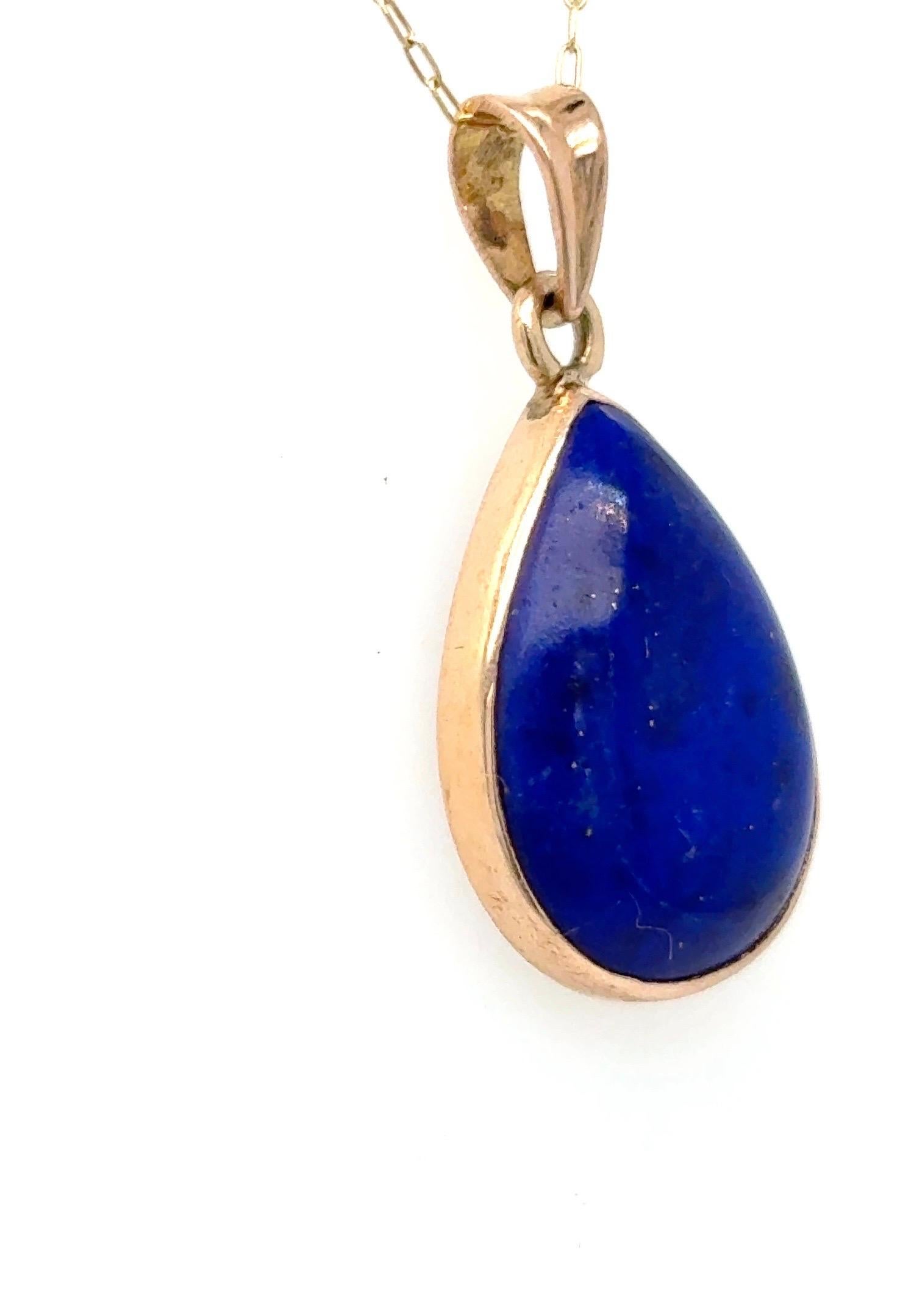 Collier pendentif en or jaune Lapis Lazuli taillé en poire en vente 6