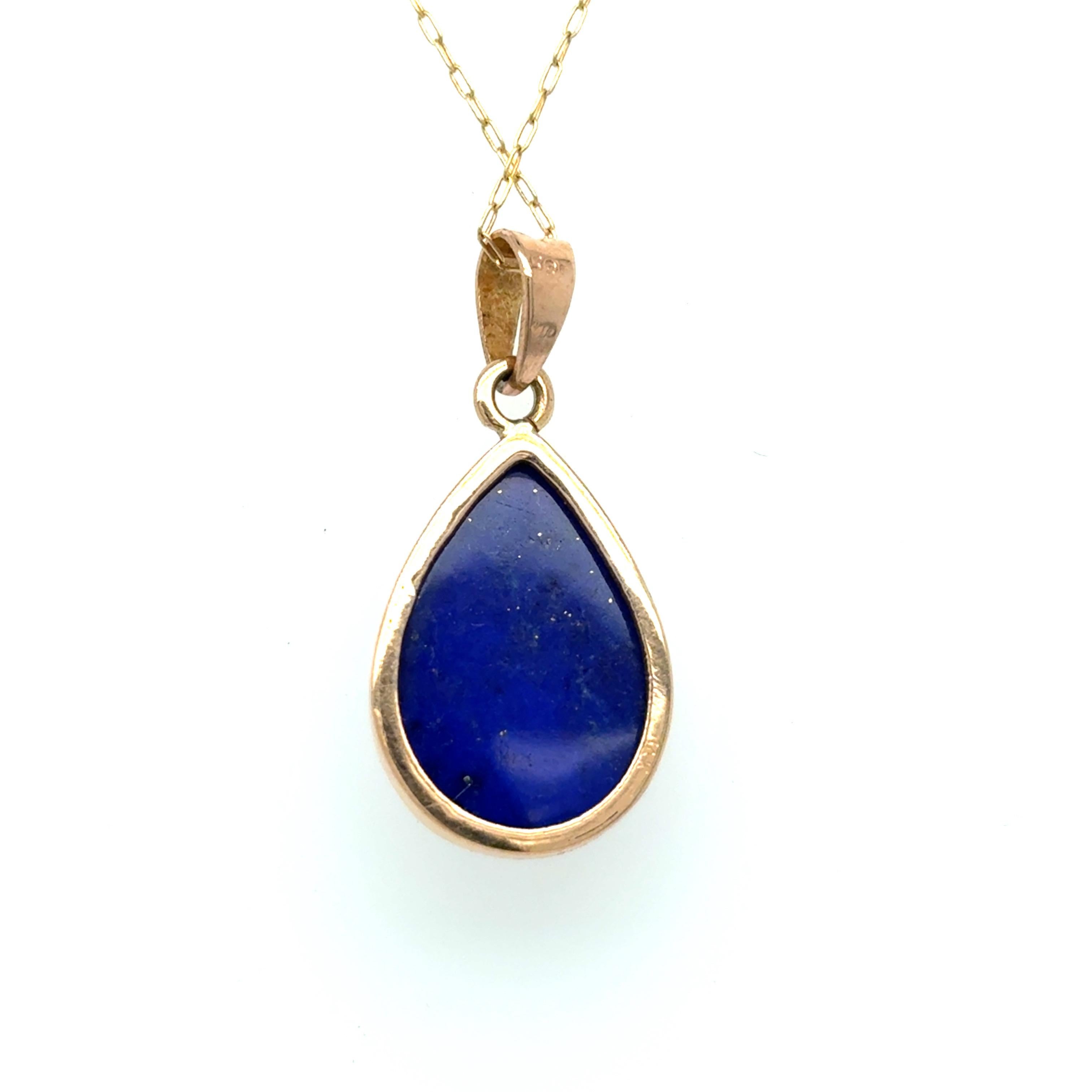 Collier pendentif en or jaune Lapis Lazuli taillé en poire en vente 8