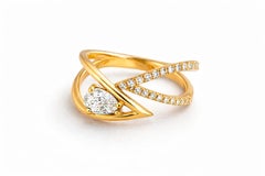 Pear cut moissanite adjustable 14k gold ring