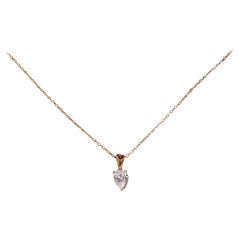Pear Cut Moissanite Pendant Necklace 14k Yellow Gold Necklaces for Women .
