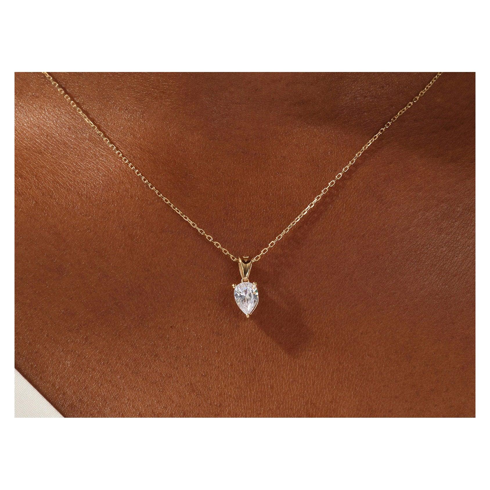 Pear Cut Moissanite Pendant Necklace 925 Sterling Silver Necklaces for Women .