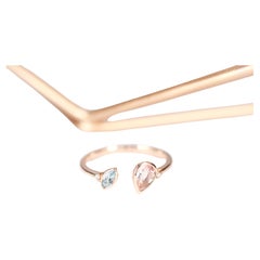 Pear-Cut Morganite Marquise-Cut Aquamarine Round-Cut Diamond 14k Rose Gold Ring