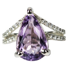Pear Cut Natural Amethyst Ring