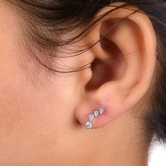 Orecchini a perno con diamante SI/H naturale con taglio a pera in oro bianco 18 carati