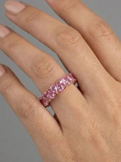 Pear Cut Pink Sapphire 14K (18K Custom) Rose Gold Eternity Ring
