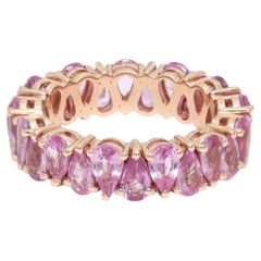 Pear Cut Pink Sapphire 14K (18K Custom) Rose Gold Eternity Ring