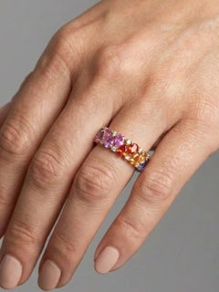 Pear-cut Rainbow Sapphire 14K (18K Custom) Diamond Eternity Ring