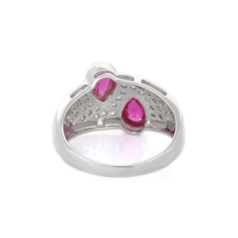 Customizable Pear Cut Ruby and Diamond Cocktail Wedding Ring in 18K ...