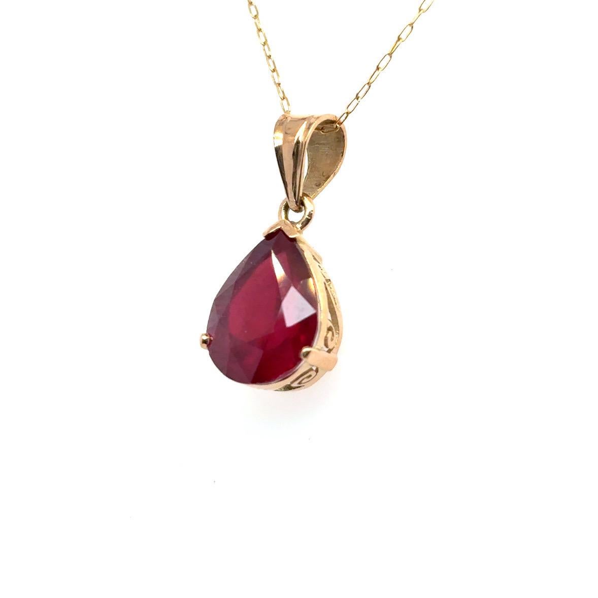 Pendentif or jaune rubis taille poire en vente 5