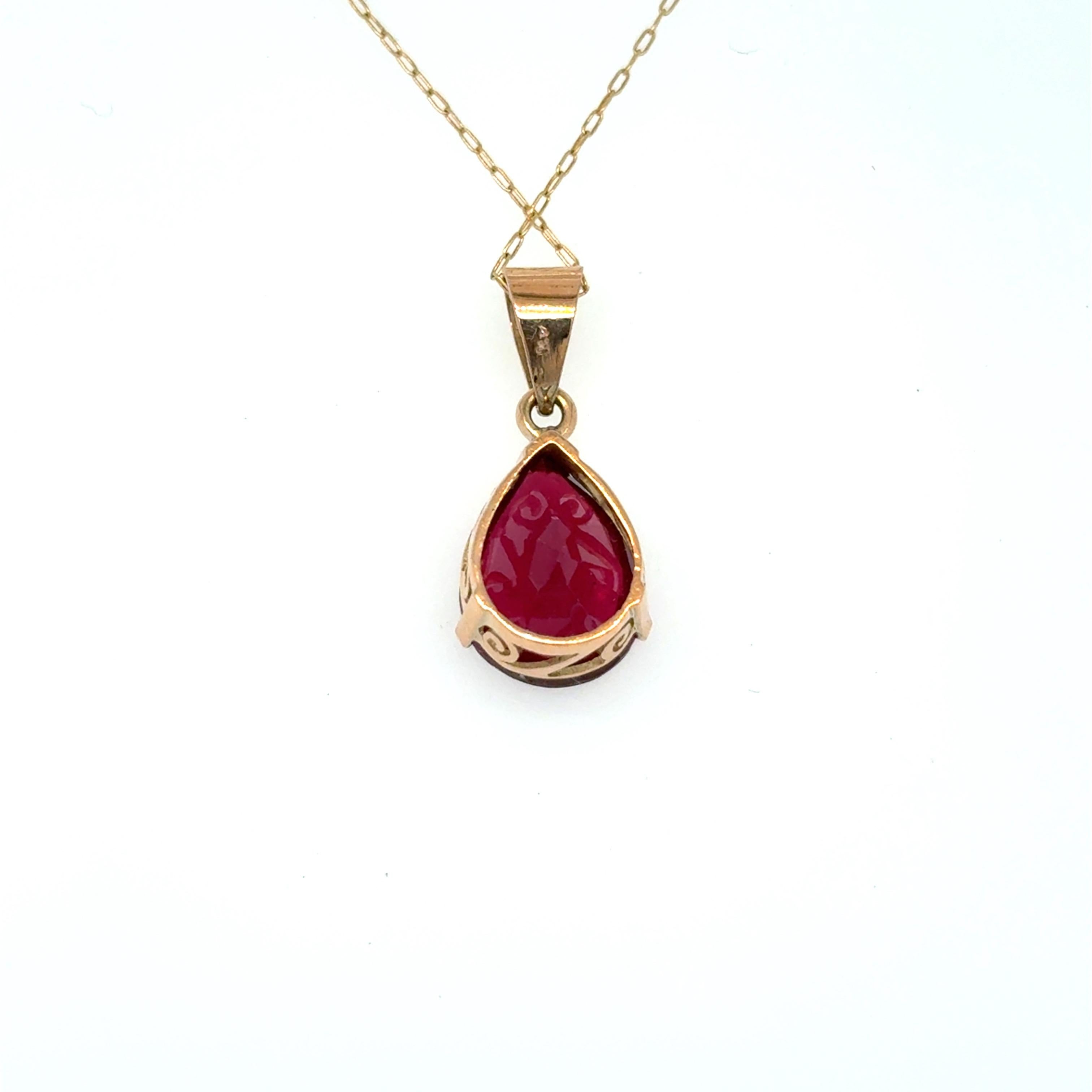 Pendentif or jaune rubis taille poire en vente 7