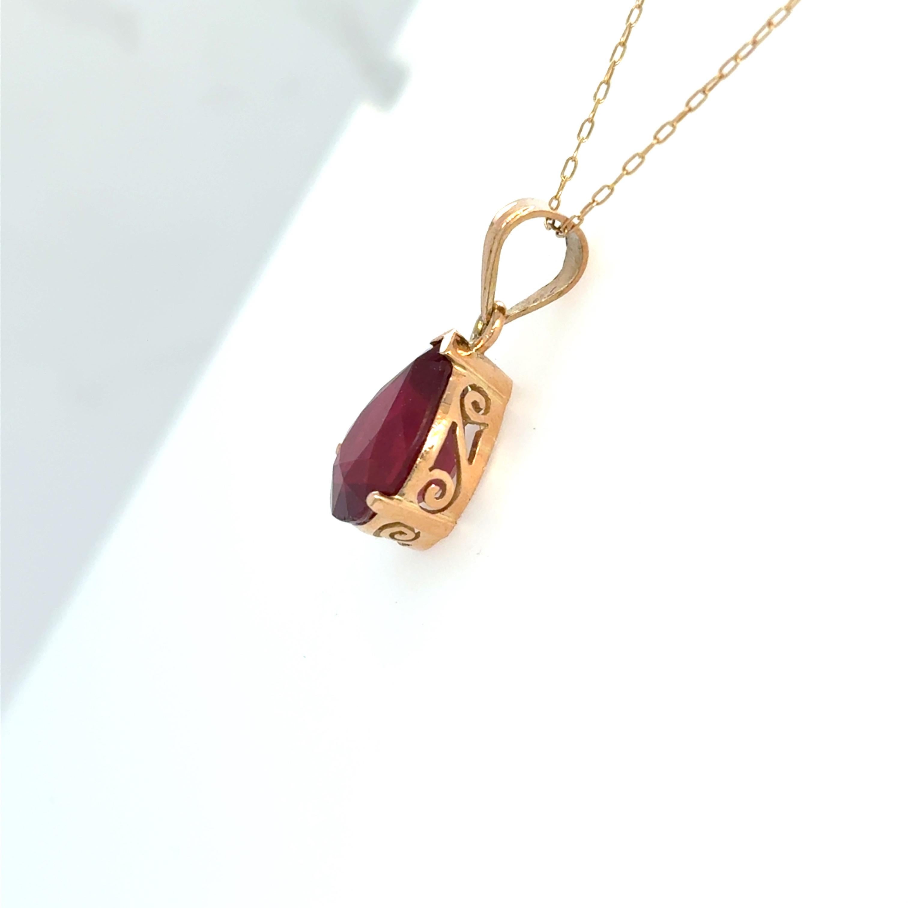 Pendentif or jaune rubis taille poire Neuf - En vente à Trumbull, CT