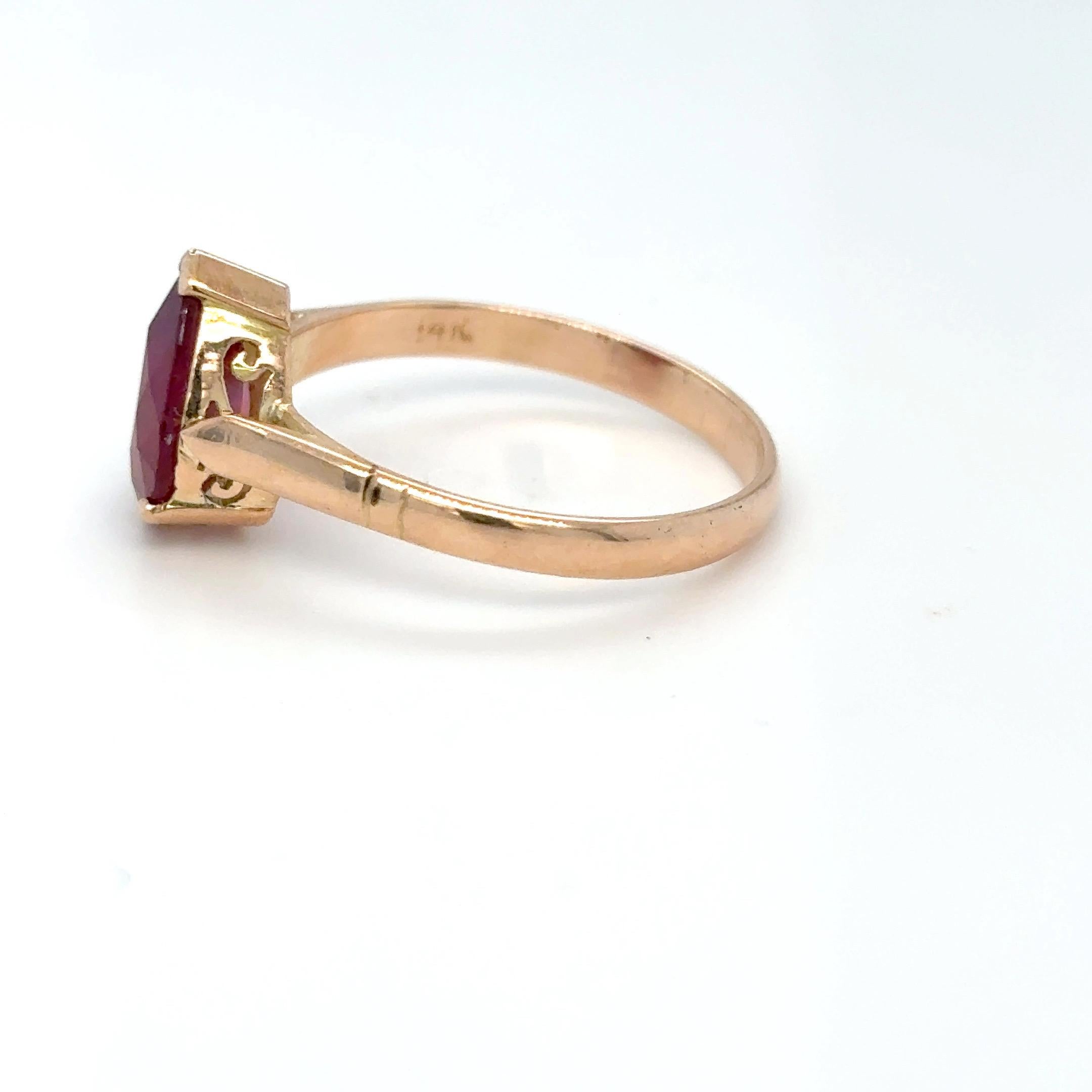 Pear Cut Ruby Yellow Gold Ring For Sale 10