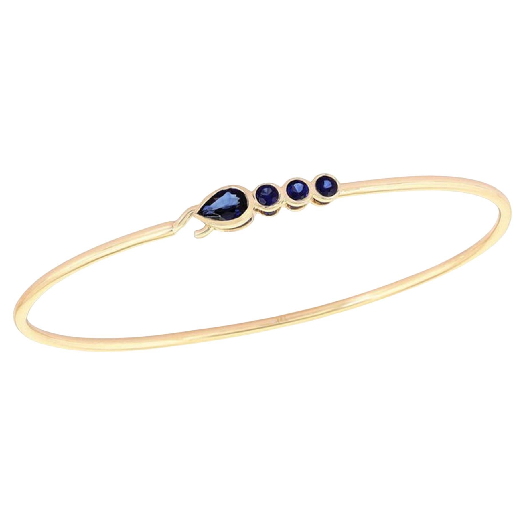 Pear Cut Sapphire Accent 14K (or 18k upon request) Yellow Gold Bracelet For Sale