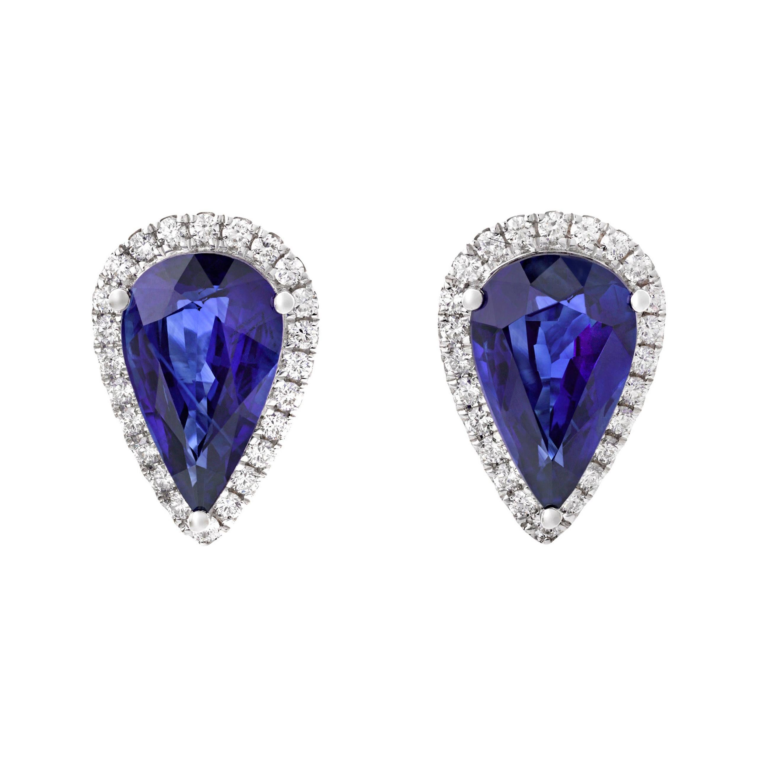 Pear-Cut Sapphire Earrings, 6.15 Carats