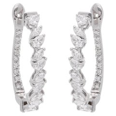 Pear Cut SI/H 0.90Ct Diamond Huggies Hoop Anniversary Earrings 18k White Gold