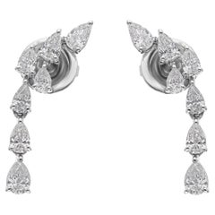Tropfenohrringe mit Birnenschliff SI/H 1,01 Karat Diamant 14k Weißgold Schmuck