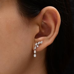 Pear Cut SI/H 1.01 Ct Diamond Drop Earrings 18k White Gold Jewelry