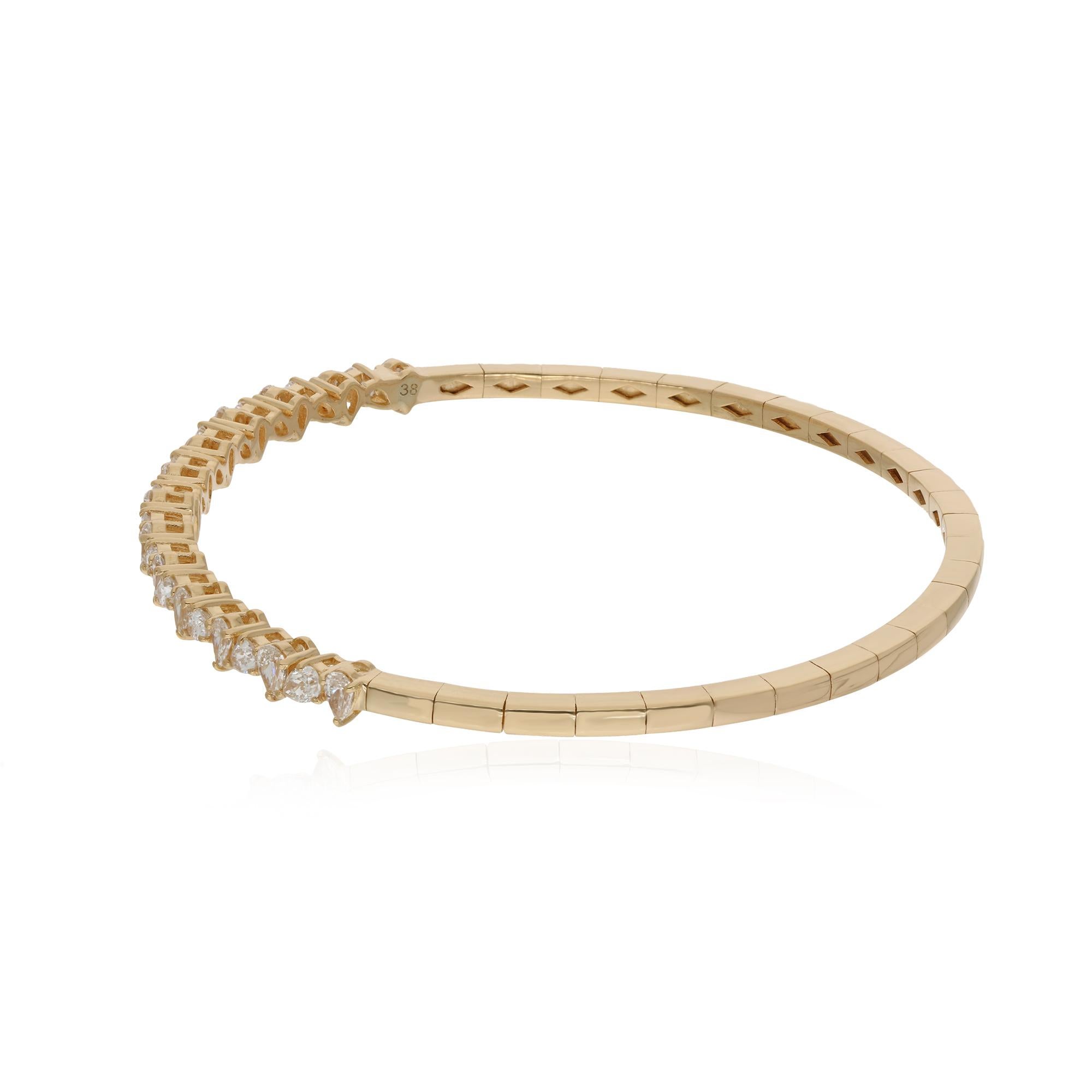 Bracelet empilable en or jaune 14k pour femmes, diamant naturel SI/H 1,45 carat, taille poire Pour femmes en vente