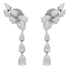 Pear Cut SI/H 2.13 Ct Diamond Drop Wedding Earrings 18k White Gold Jewelry