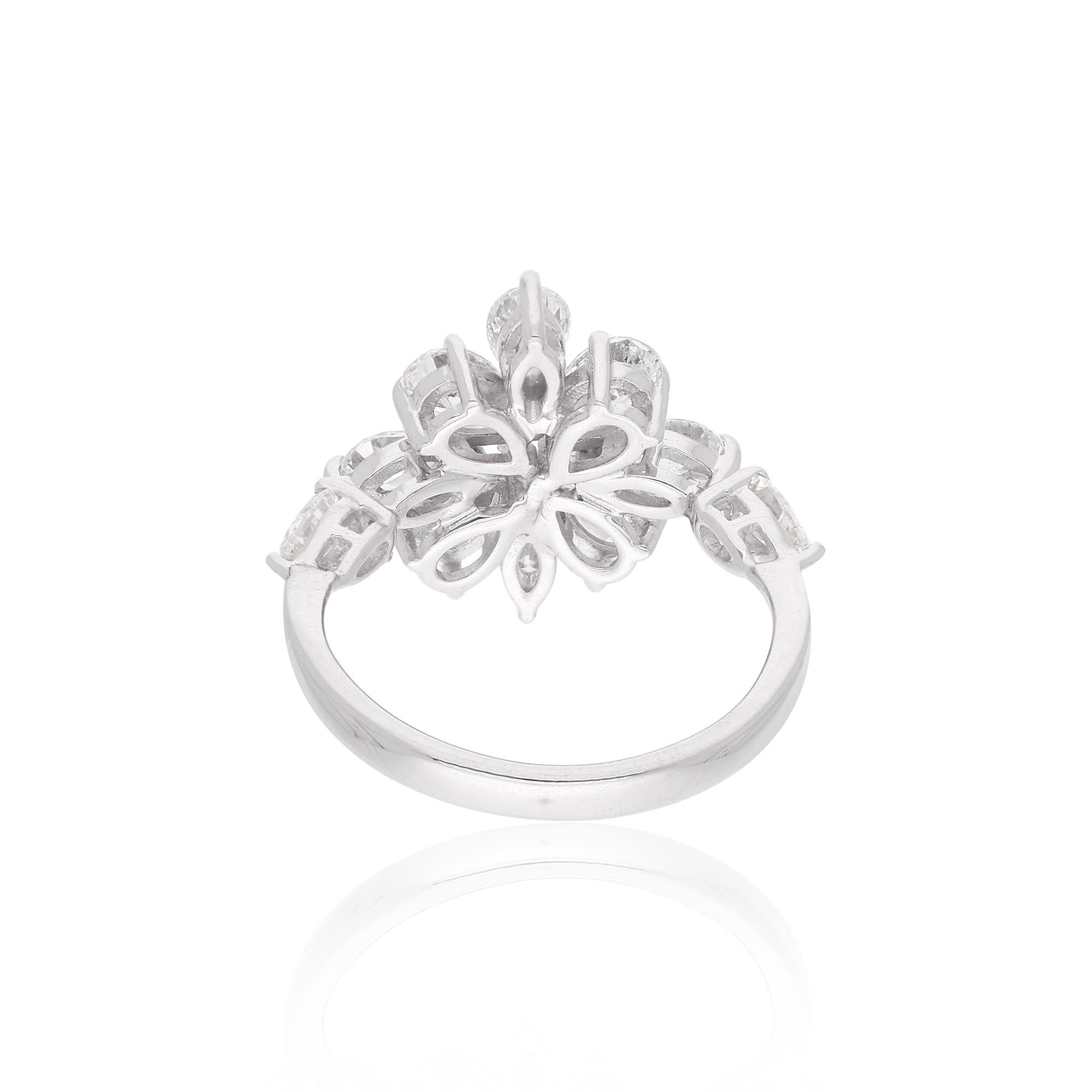 Im Angebot: Birnenschliff SI/H 2.30Kt Natürlicher Diamant Cluster Ring 14k Weißgold Feiner Schmuck () 7