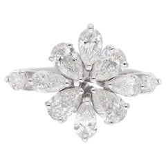 Anello a grappolo di diamanti naturali con taglio a pera SI/H 2,30 carati in oro bianco 14k Gioielli di pregio