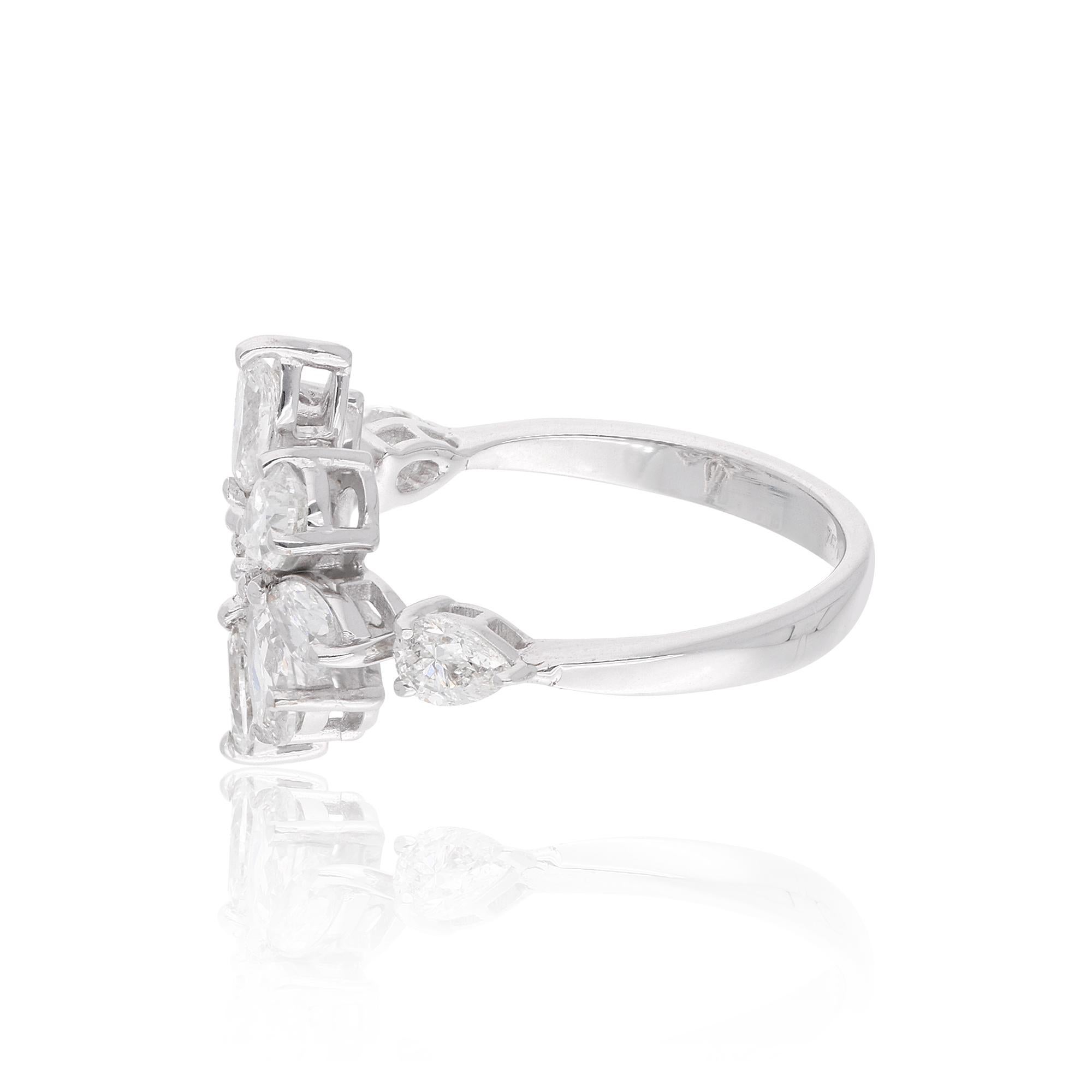 Im Angebot: Birnenschliff SI/H 2.30Kt Natürlicher Diamant Cluster Ring 18k Weißgold Feiner Schmuck () 6