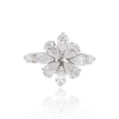 Birnenschliff SI/H 2.30Kt Natürlicher Diamant Cluster Ring 18k Weißgold Feiner Schmuck